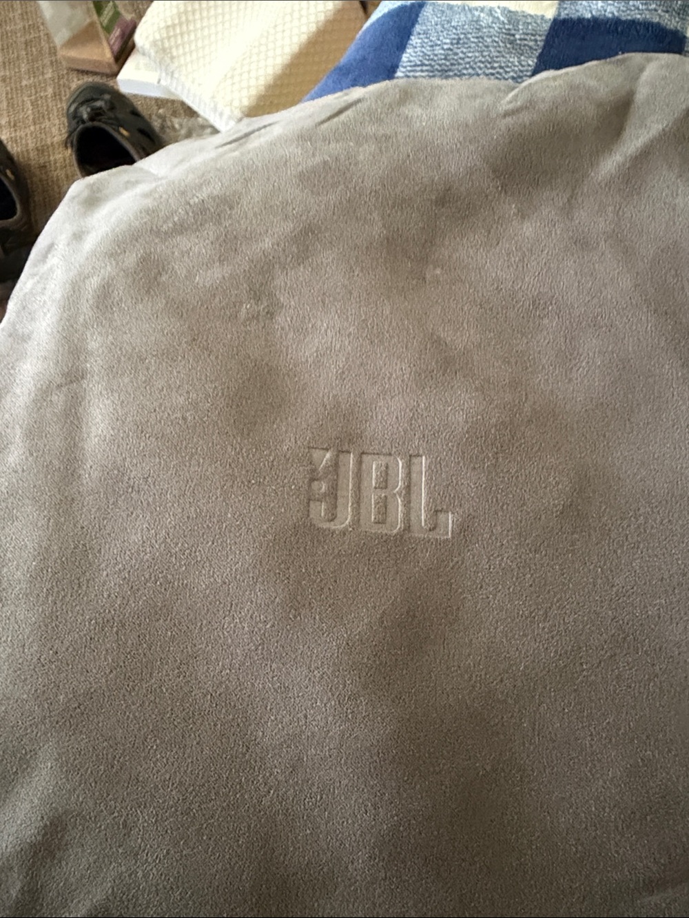 JBL Gray Suede-Look Throw Blanket with Embossed Logo
